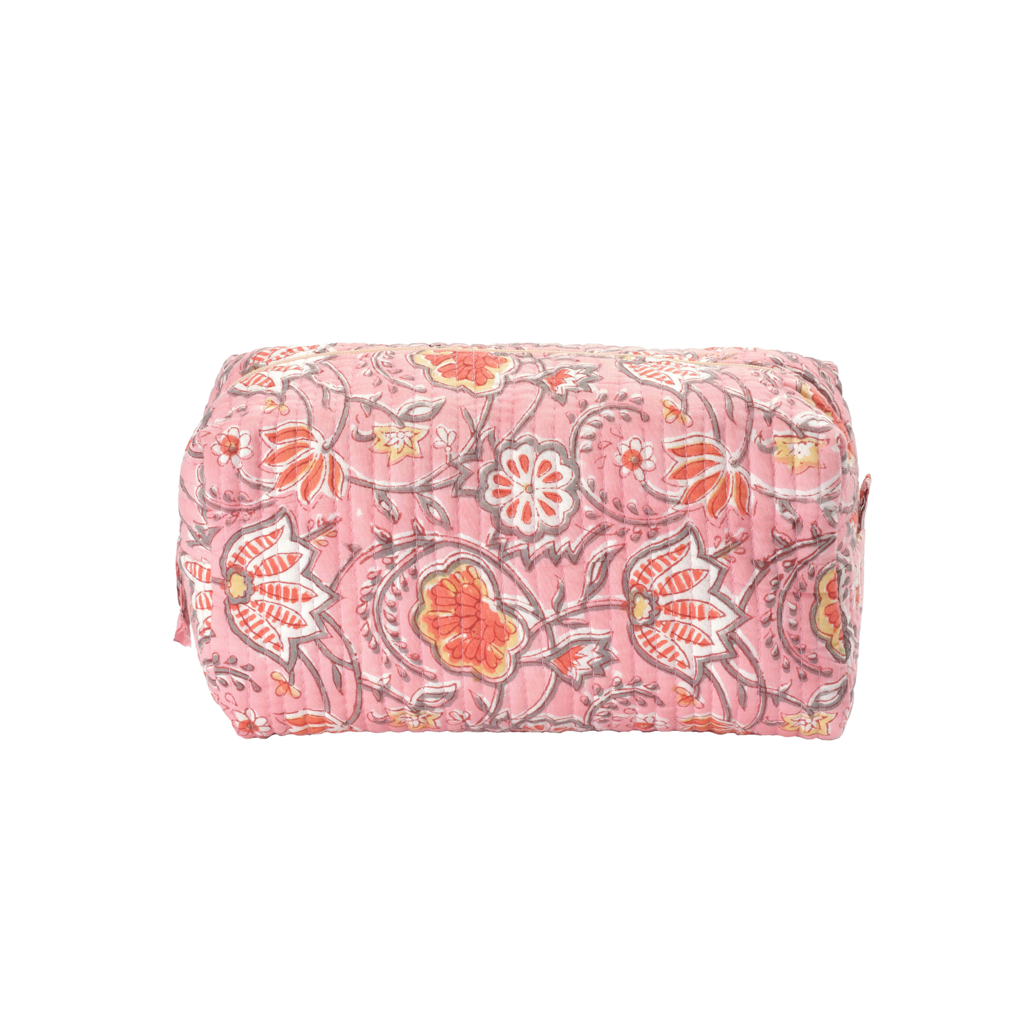 Jaya Large Cosmetic Bag Coral with Flower
