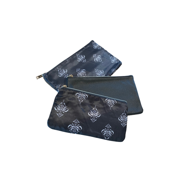 Celestia Cosmetic Bag Set - Black w. print