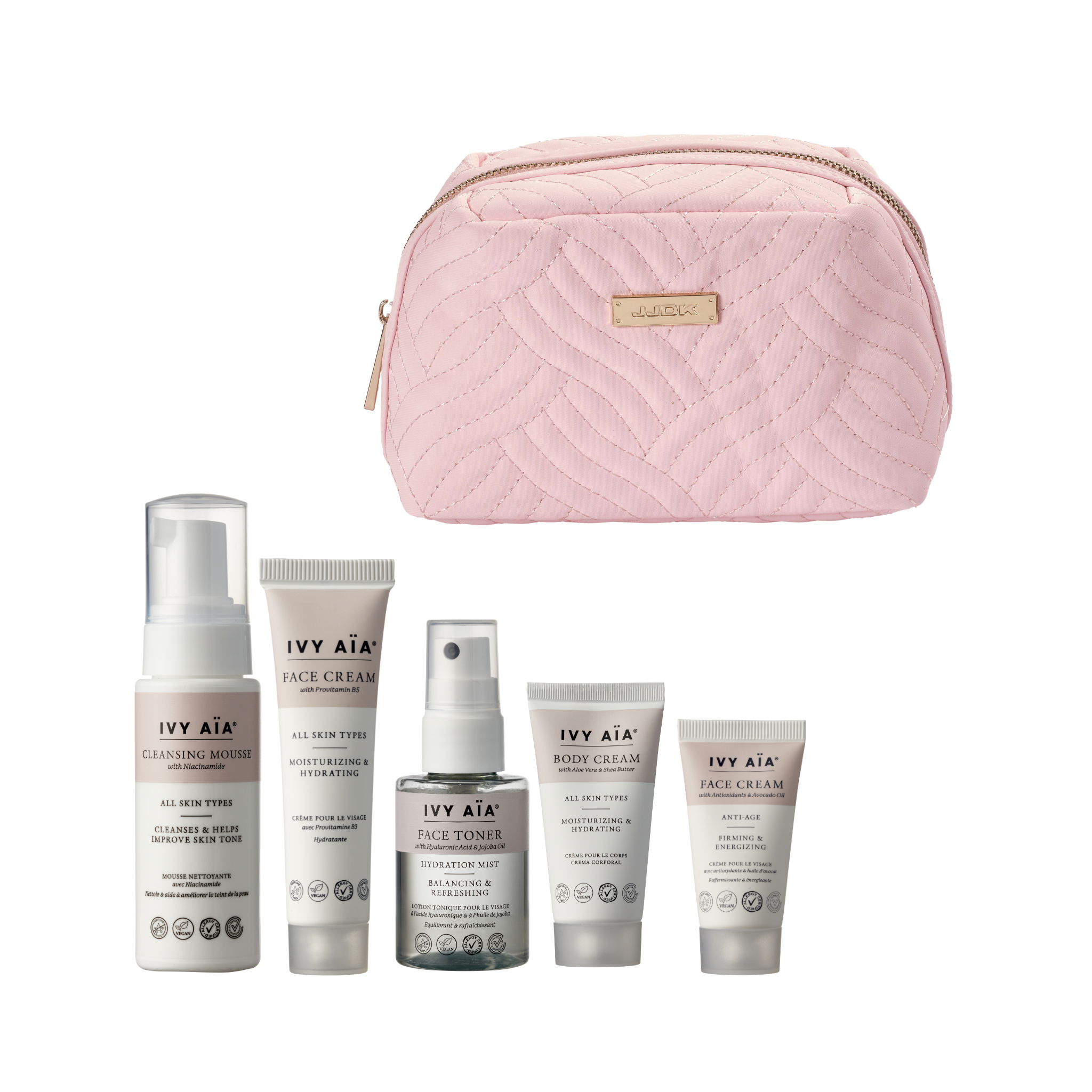 Ivy Aïa Travel Size Kit + Kosmetiktaske, soft pink