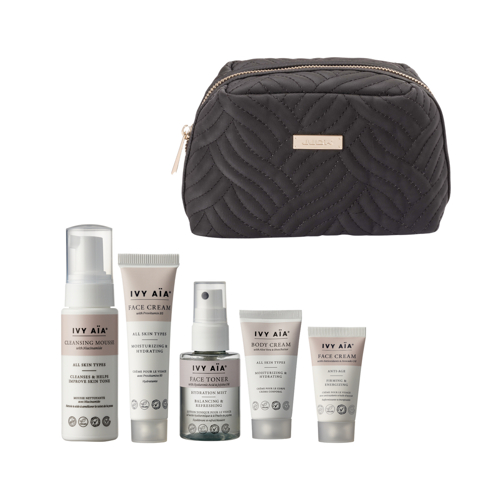 Ivy Aïa Travel Size Kit + Kosmetiktaske, sort